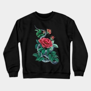 Red rose and blue snake Crewneck Sweatshirt